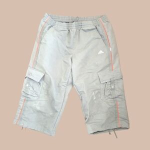 Adidas Light Gray Cargo Shorts with Orange Accents